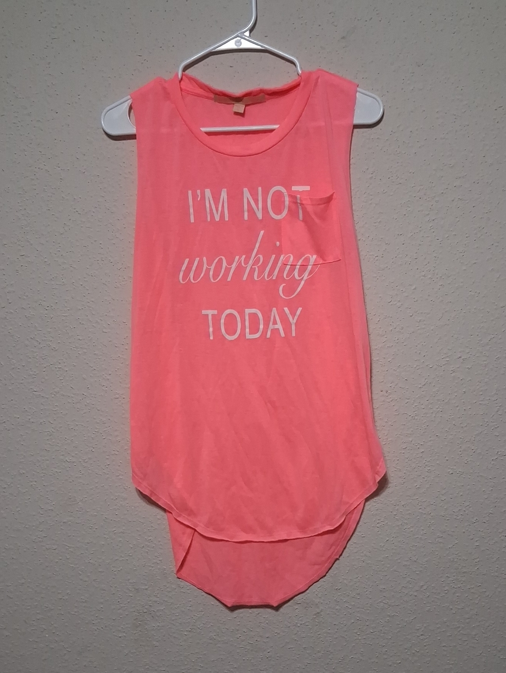 Rebellious One Coral Pink Graphic Muscle Tank - I'm Not Working Today